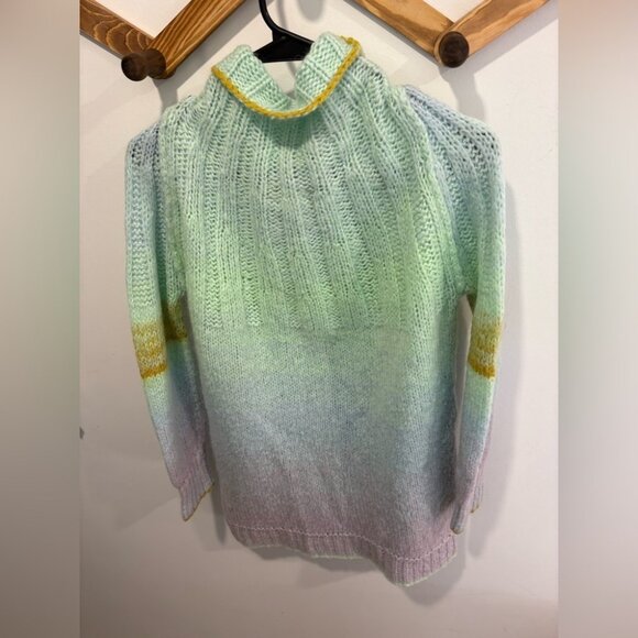 Anthropologie Perri Ombre Tunic Sweater / XSmall / Mint Purple Wool Alpaca Long - Picture 6 of 10